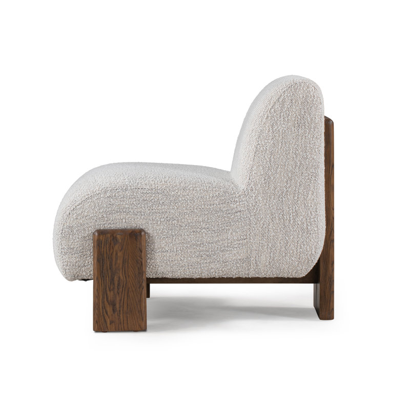 Slipper Chair, Ivory Polyester Blend