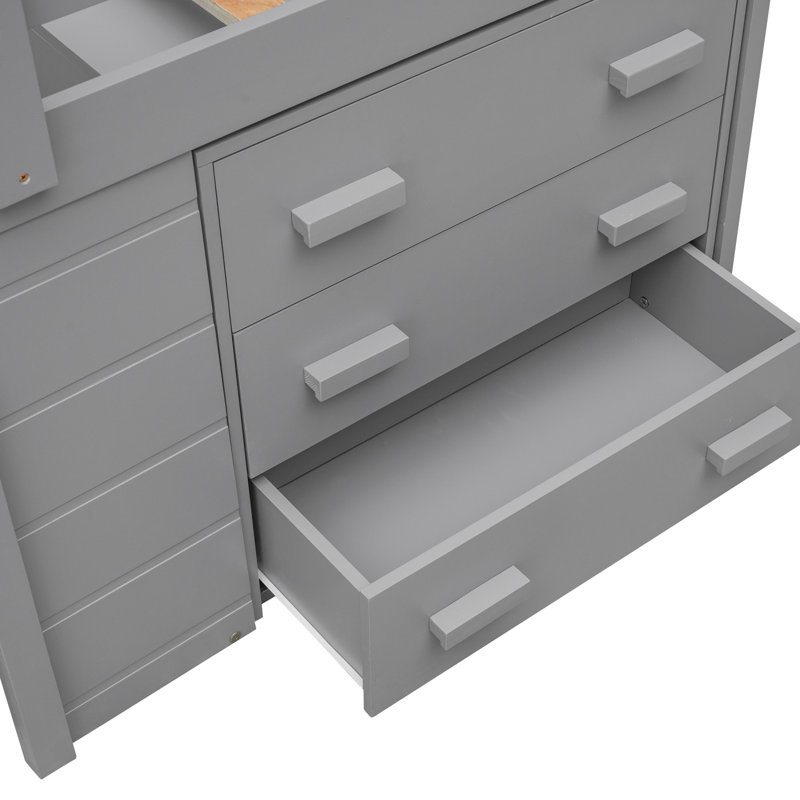 Lit mezzanine simple avec armoire et tablette - Gris (ANCIEN SKU: LP000501AAE)
