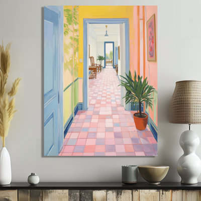 Pastel rétro intérieur couloir - impression murale abstraite salon