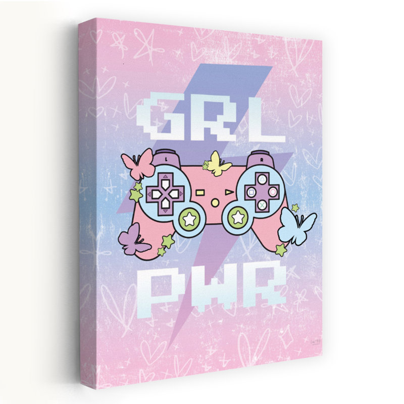 Girl Power, art contemporain avec papillon, H 48 po x l 32 po