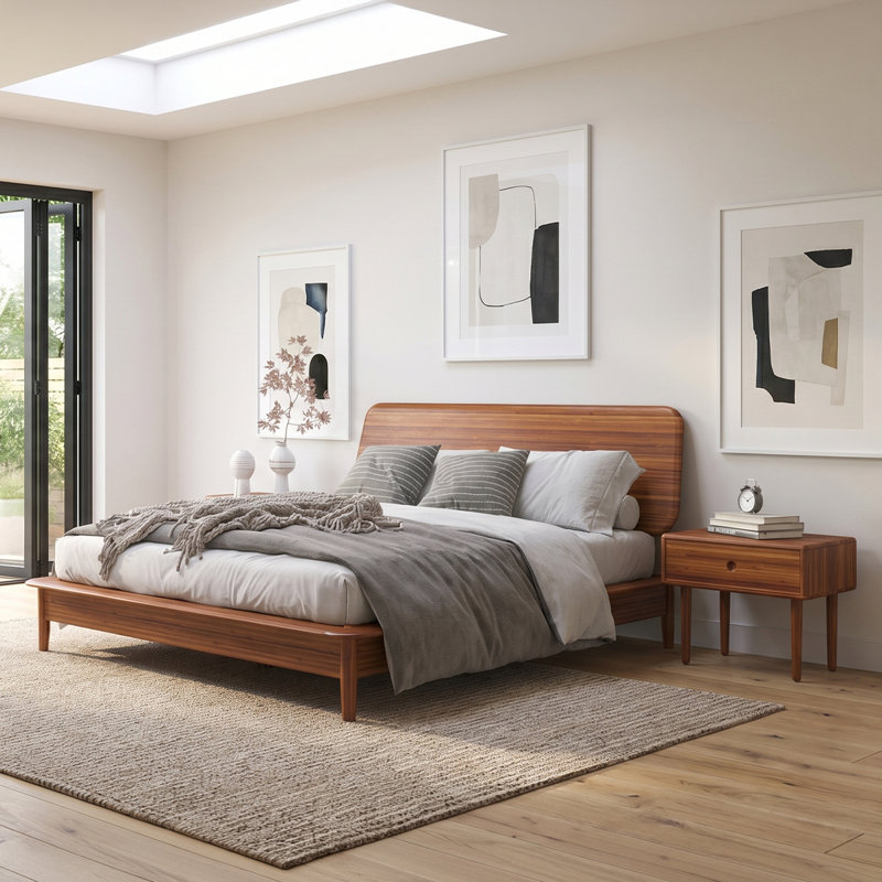 Simon Queen Platform Bed, Brown, Queen