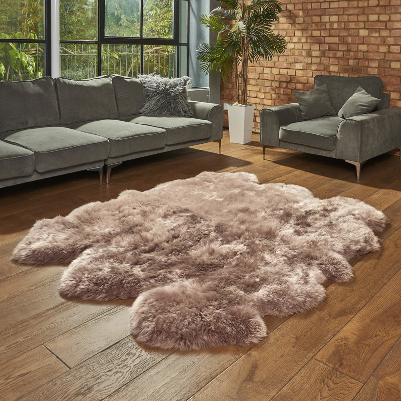 Solid Colour Sheepskin 162cm X 180cm Area Rug