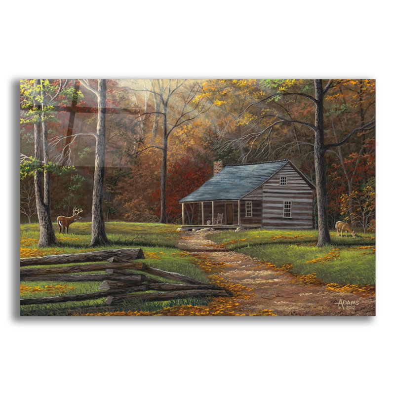 «Loon Peak» «Old Home Place» par Gary Adams, art mural en verre acrylique, H 16 po x l 24 po x P 0,2 po