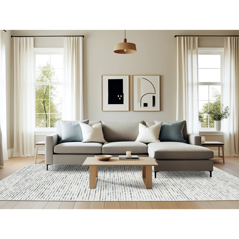 Tapis décoratif gris contemporain, Rectangle 6 pi x 9 pi