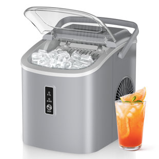 Countertop Ice Maker with Handle, Self-Cleaning Washing Machines, 26 lbs/24hrs, 9 Ice Cubes Ready in 6 Minutes for Home/Kitchen/Bar/Party/Camping