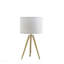 Lampe de table à trépied moderne réglable en laiton / or brillant de 35,5 po à 25,75 po de hauteur pour salon, table de chevet, lampe de chevet pour chambre à coucher, lampe à DEL