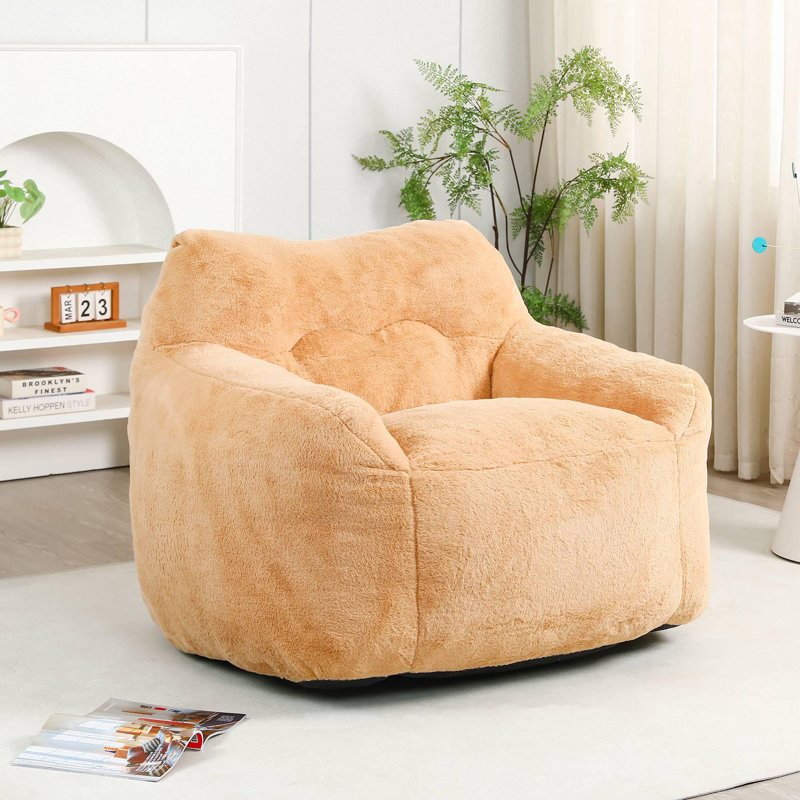 Fauteuil à billes Comfy Lazy, Fausse fourrure brune