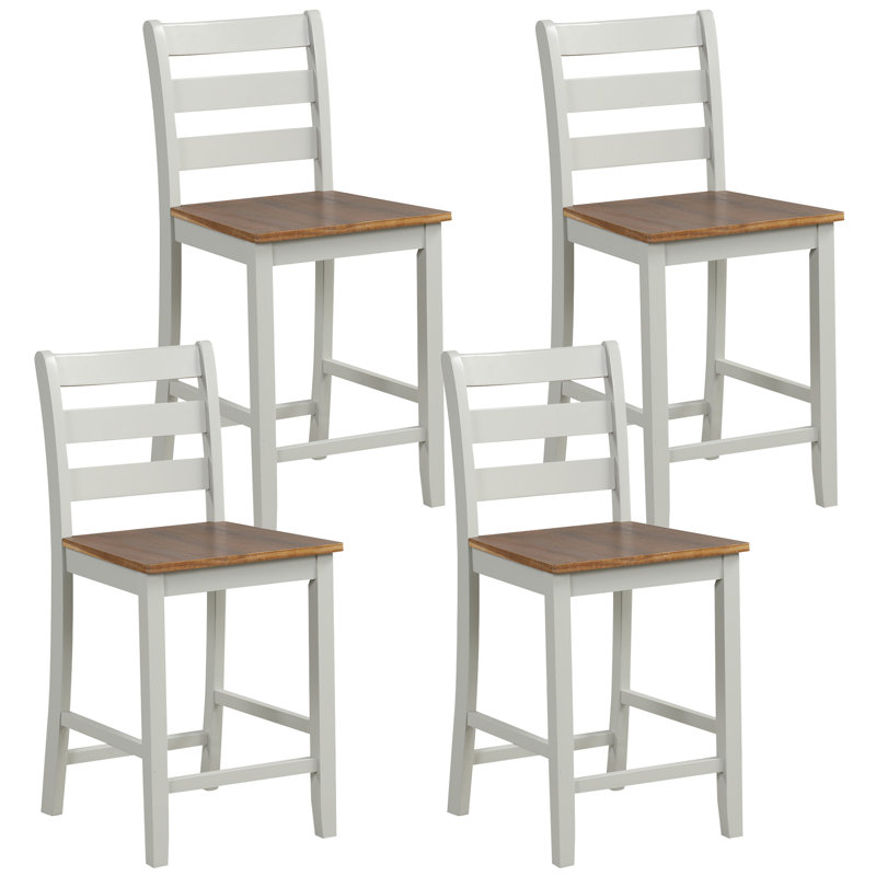 Bar Chairs  Wooden Counter Height Chair With Footrest  Rubber Wood Crossbars & Acacia Wood Legs  Rustic Armless Bar Stool For Kitchen Island  Pub & Restaurant