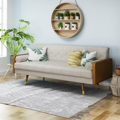 Modern Sofa Mid Century Tufted Fabric Sofa