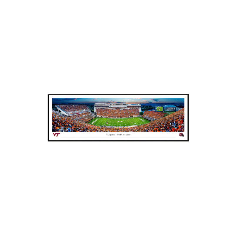 Impression panoramique de Virginia Tech Football, H 13,75 po x l 40,25 po x P 0,38 po, Cadre noir