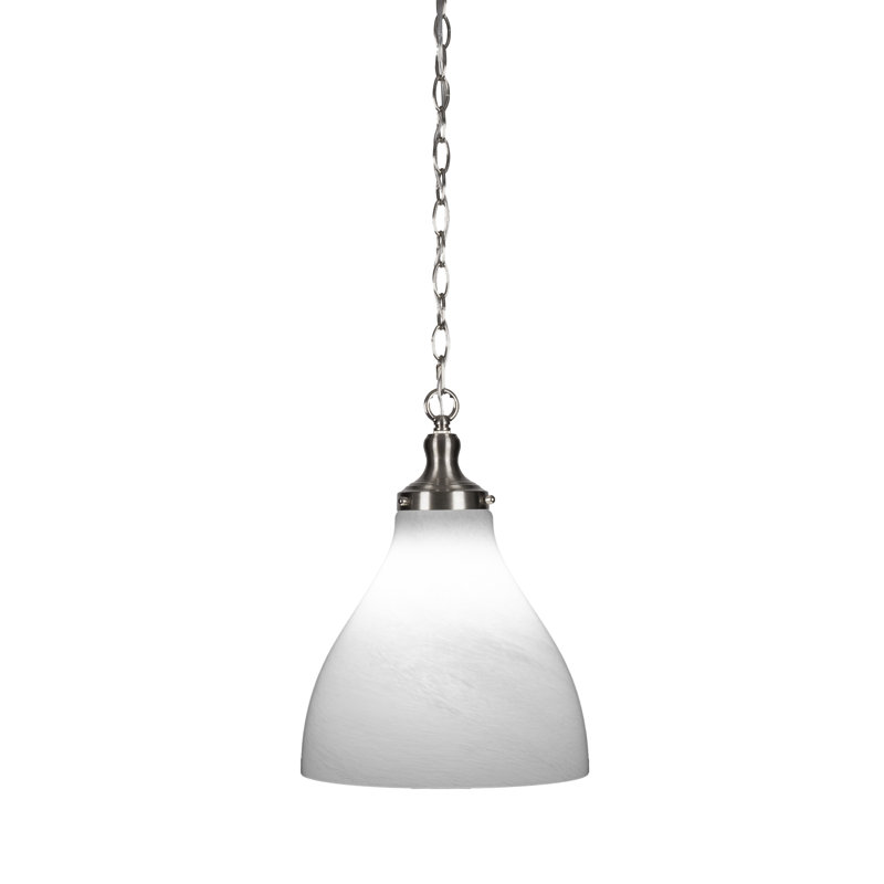 Juno Chain Hung Pendant With 11.75" Glass, Brushed Nickel, Frosted