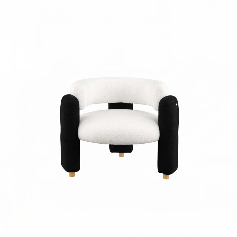 Fauteuil d'appoint rembourré en tissu Chetanna, Blanc / tissu noir