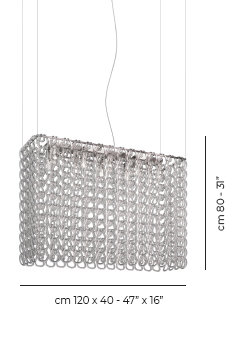Giogali 10 - Light Pendant, 110" H x 47" W x 16" D, Crystal Transparent, Glossy Chrome