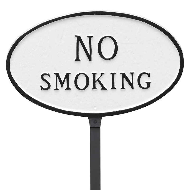 No Smoking Statement Garden Sign, White/Black