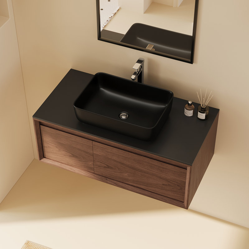 Meuble-lavabo moderne 48 po brun, 36'', Noir