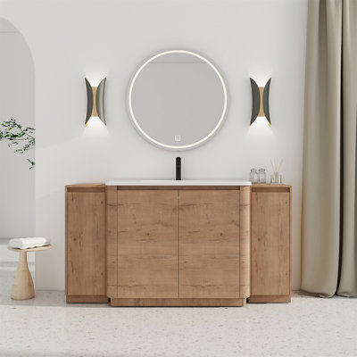 Meuble-lavabo autoportant 64 po avec lavabo en céramique blanche 64 po