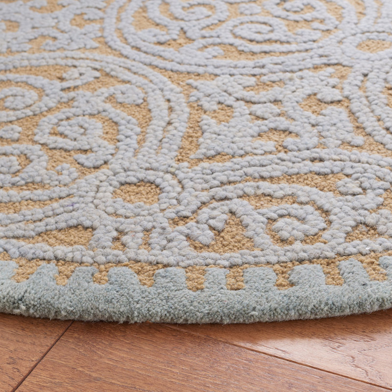 Sadik Hand Tufted Wool Geometric Rug, Round 8'