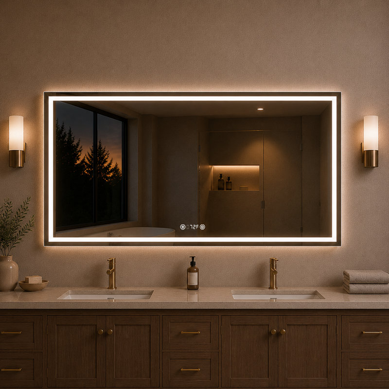 Miroir de salle de bain mural à DEL rectangulaire sans cadre H 60 po x H 36 po Swarm, 36 po x 60 po