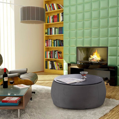 Repose-pieds de rangement rond en velours 28,35 po Brigina