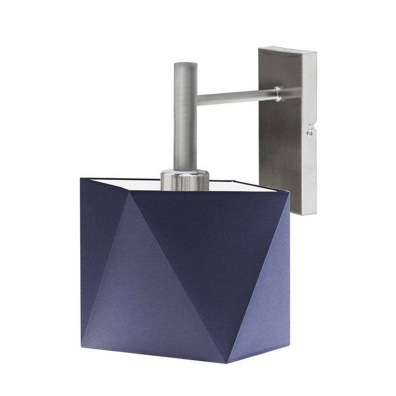 Aweys Steel Armed Sconce, Brushed Steel, Navy Blue