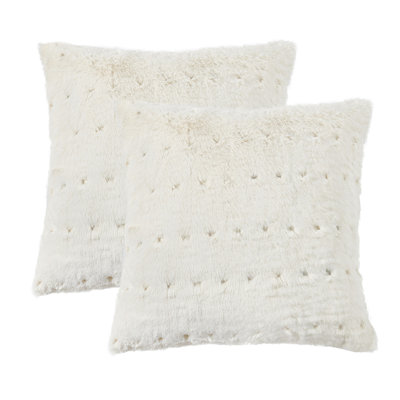 Jacquard Stitching Faux Fur Throw Pillow Cover