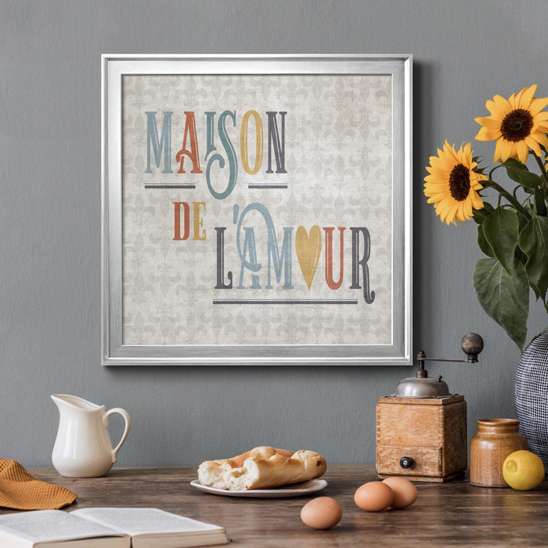 Maison Q - Cadre photo, reproduction d'art textuel sur toile, Argent, H 30,5 po x l 30,5 po x P 1,5 po