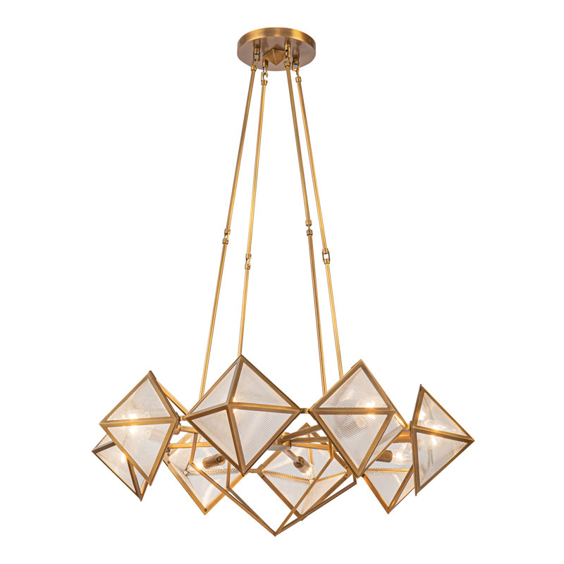 Cairo 8 - Light Wagon Wheel Chandelier, Vintage Brass