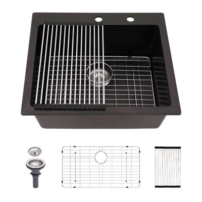 Quartz Kitchen Sink - 25X22" Granite Composite Drop In Kitchen Sink