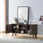 Home Entryway Console Table With Multi- Storage Compartments, Display Cabinet, Hazelnut &