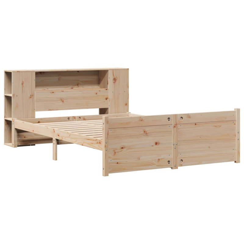 Bookcase Bed Without Mattress Solid Wood Pine, Small Double (4')