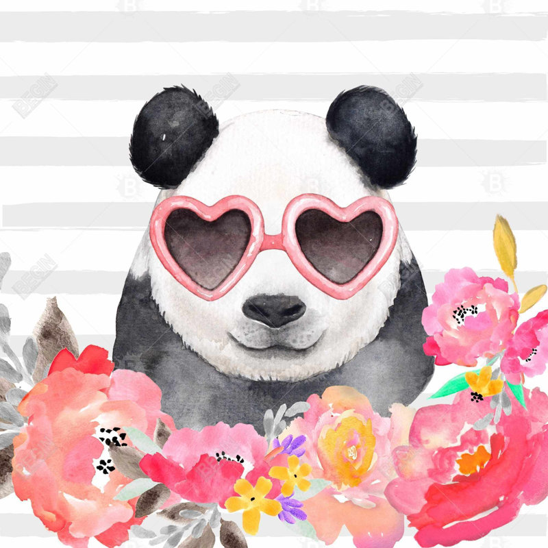 «Panda avec des lunettes en forme de cœur» sur toile