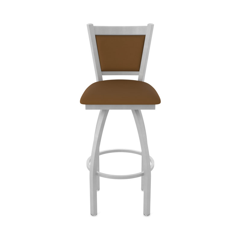 Tabouret pivotant Hadleigh, Nickel anodisé, Tabouret de bar (siège d'une hauteur de 36 po), Vinyle - chaume Canter