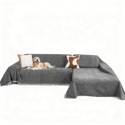 Couch Cover for Sectional Sofa, Couch Covers for L Shape Sofa Cover, Furniture Protector, Sofa Slipcover for 2-3 Cushion Couch, 2 Pieces, (Dark Grey)