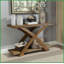 Table basse en chêne clair antique avec supports en forme de X et amp; Tablette ouverte pour le salon