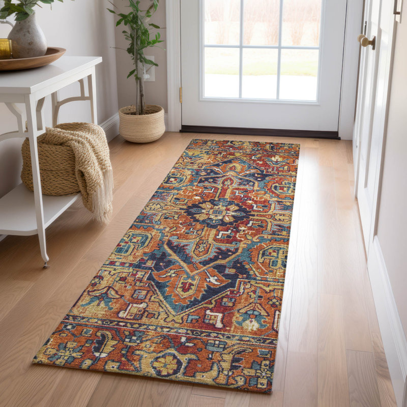 Avis Washable Oriental Indoor / Outdoor Rug, Runner 2'3" x 7'6"