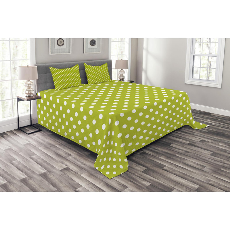 Modern & Contemporary Polyester Dots Coverlet, King Coverlet + 2 Shams