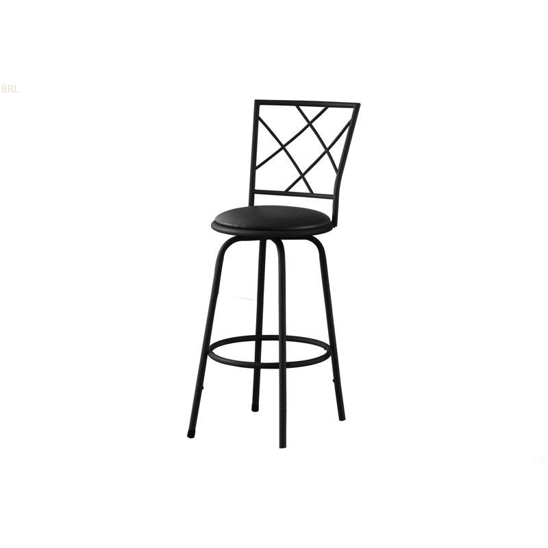 Tabouret de bar, ensemble de 2, pivotant, hauteur de bar, métal, contemporain, moderne, Siège noir / cadre noir