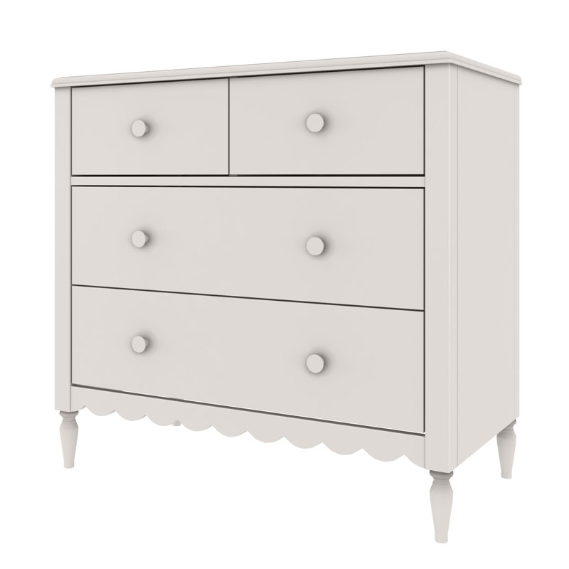 Commode 4 tiroirs Charlotte, lin blanc, Lin blanc