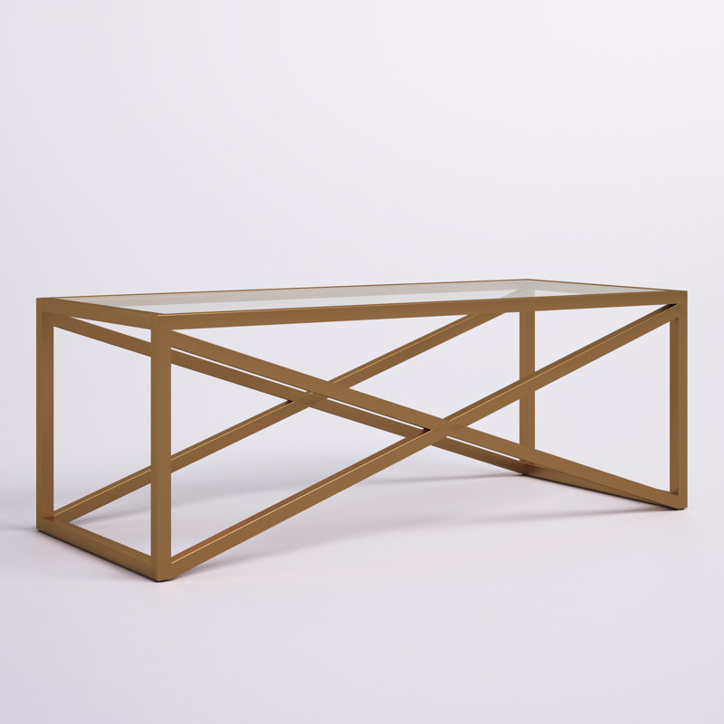 Calix Glass And Steel Coffee Table, Gold, 46" W x 20" D x 17" H