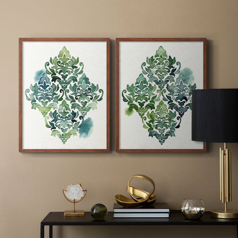 «Algae and Azule Motif I», reproduction encadrée de qualité supérieure - prête à être accrochée - aucun clou requis - aucun clou requis