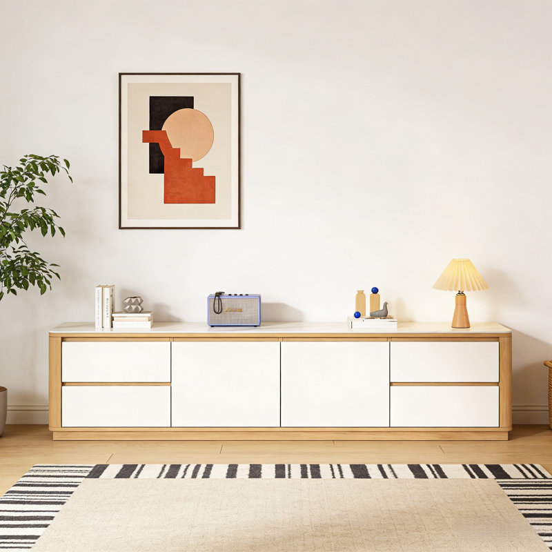 Meuble télé moderne et tendance, Blanc / bois noueux
