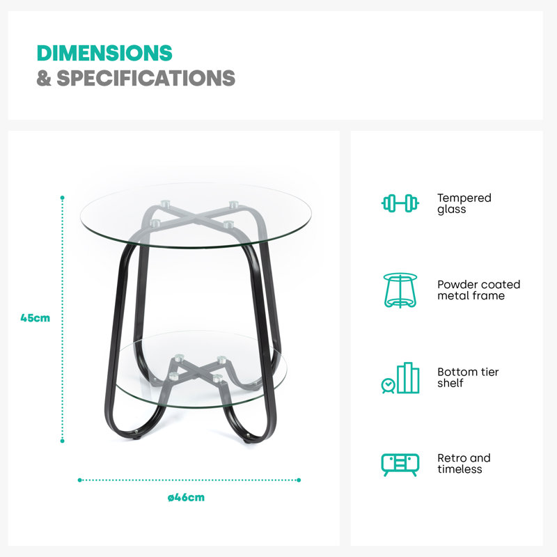 Cromartie Glass Top Frame End Table