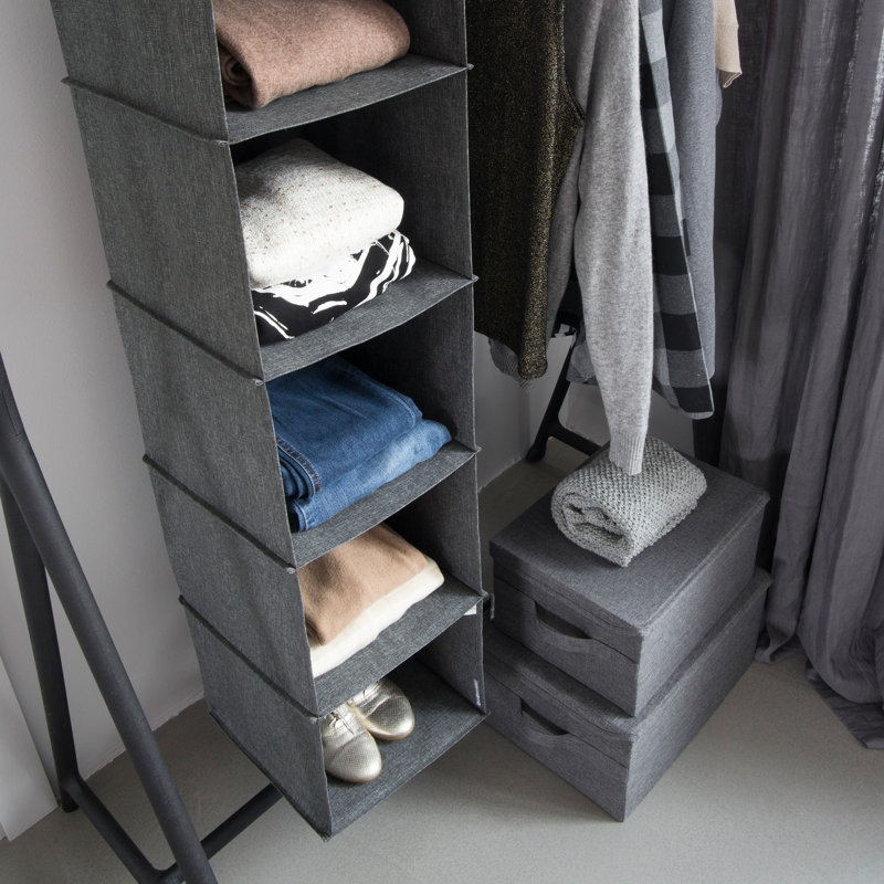 Boîte de rangement en polyester pliable Bigso, H 7,5 po x l 13,8 po x P 10,2 po, Gris