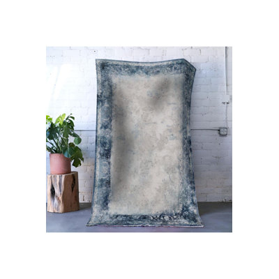 Ice Blue Creative Pattern Machine Washable Decorative Rug