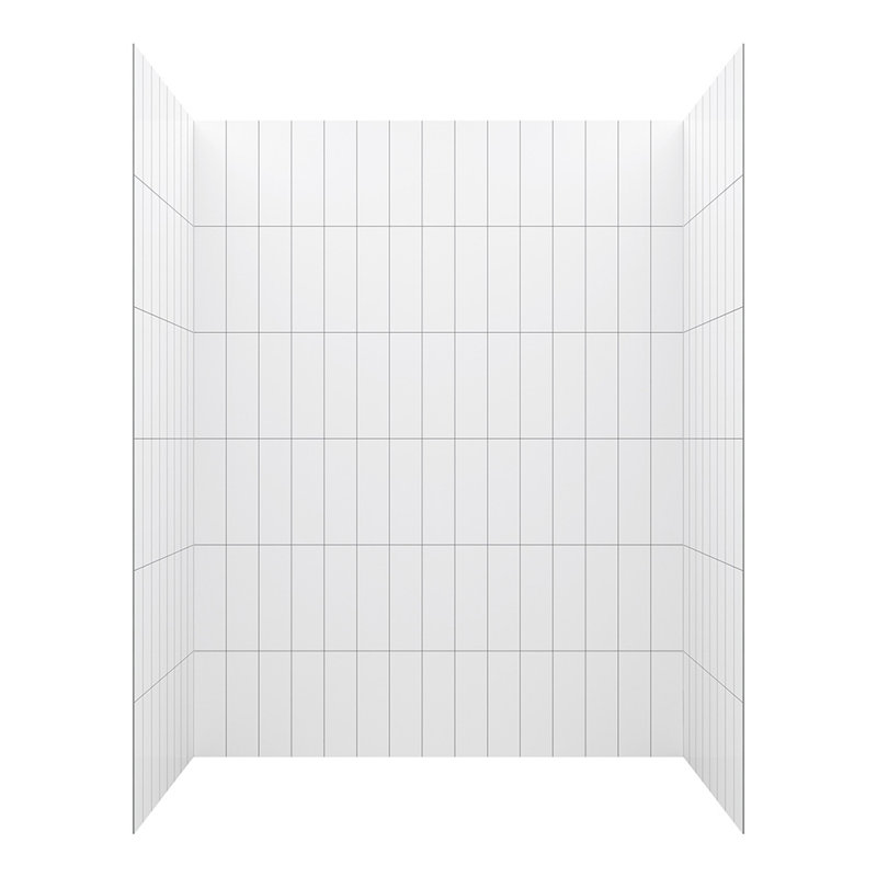 Jetcoat 78x60x36 Vertical White Subway Alcove Shower Wall Kit