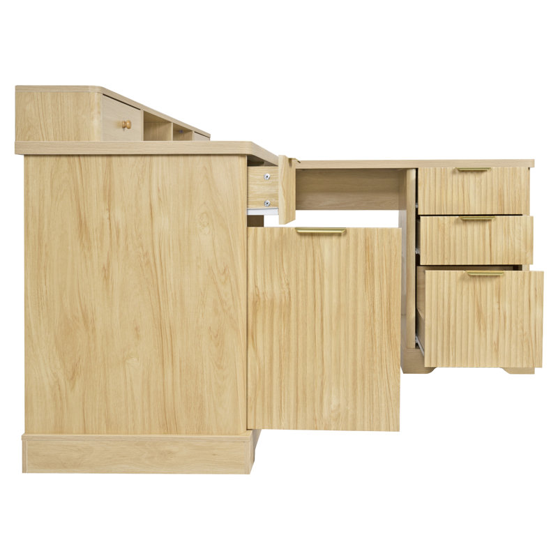 Bureaux cannelés modernes avec rangement, bureau en L en MDF
