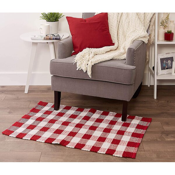 Cotton Buffalo Plaid Rug, 3x5 Black and White Check Outdoor Rug