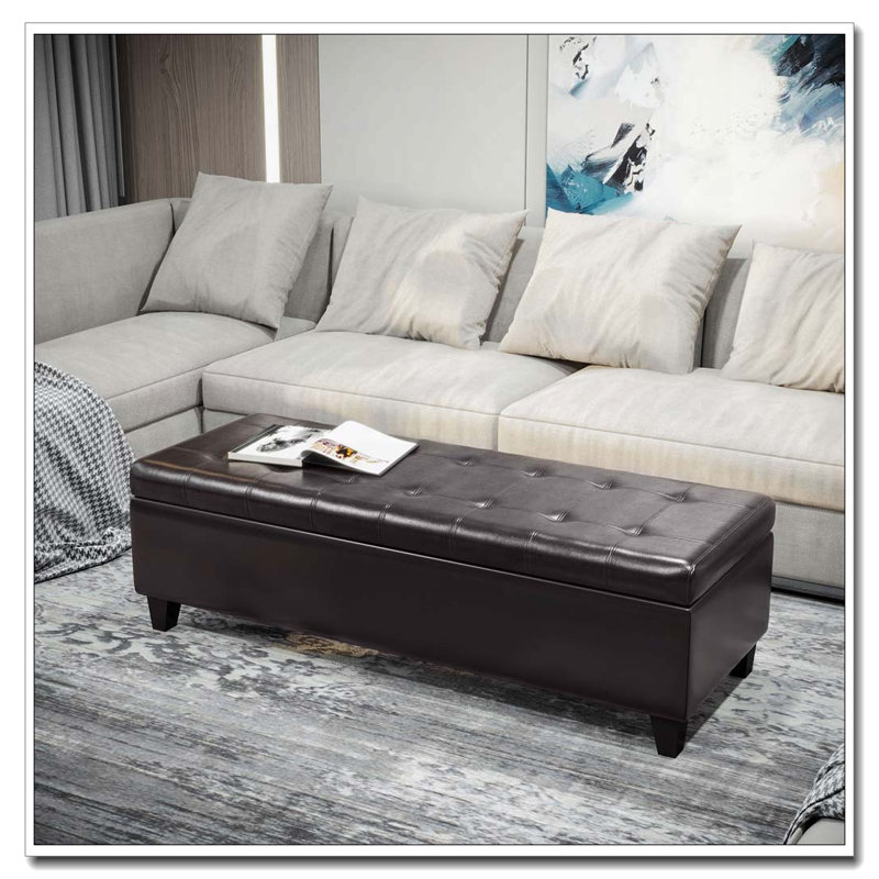 Banc de rangement avec repose-pieds 51 po, Brun