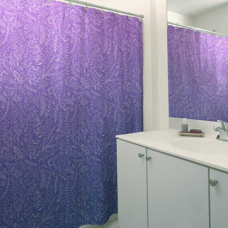 Rideau simple à motif floral ditsy classique, Mauve / Bleu