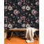 Papier peint floral à motif de pivoines foncées
